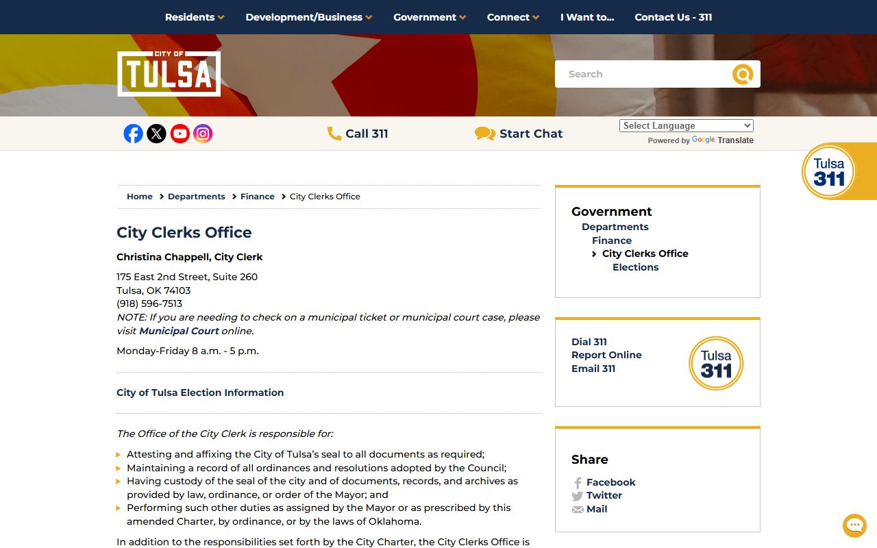 Tulsa City Clerk Office obituary and death records