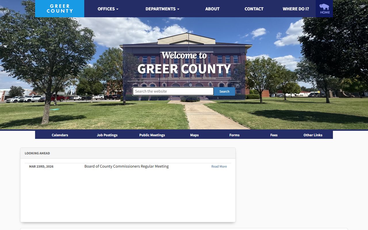 Greer County Clerk Office website in Mangum Oklahoma for obituary death records