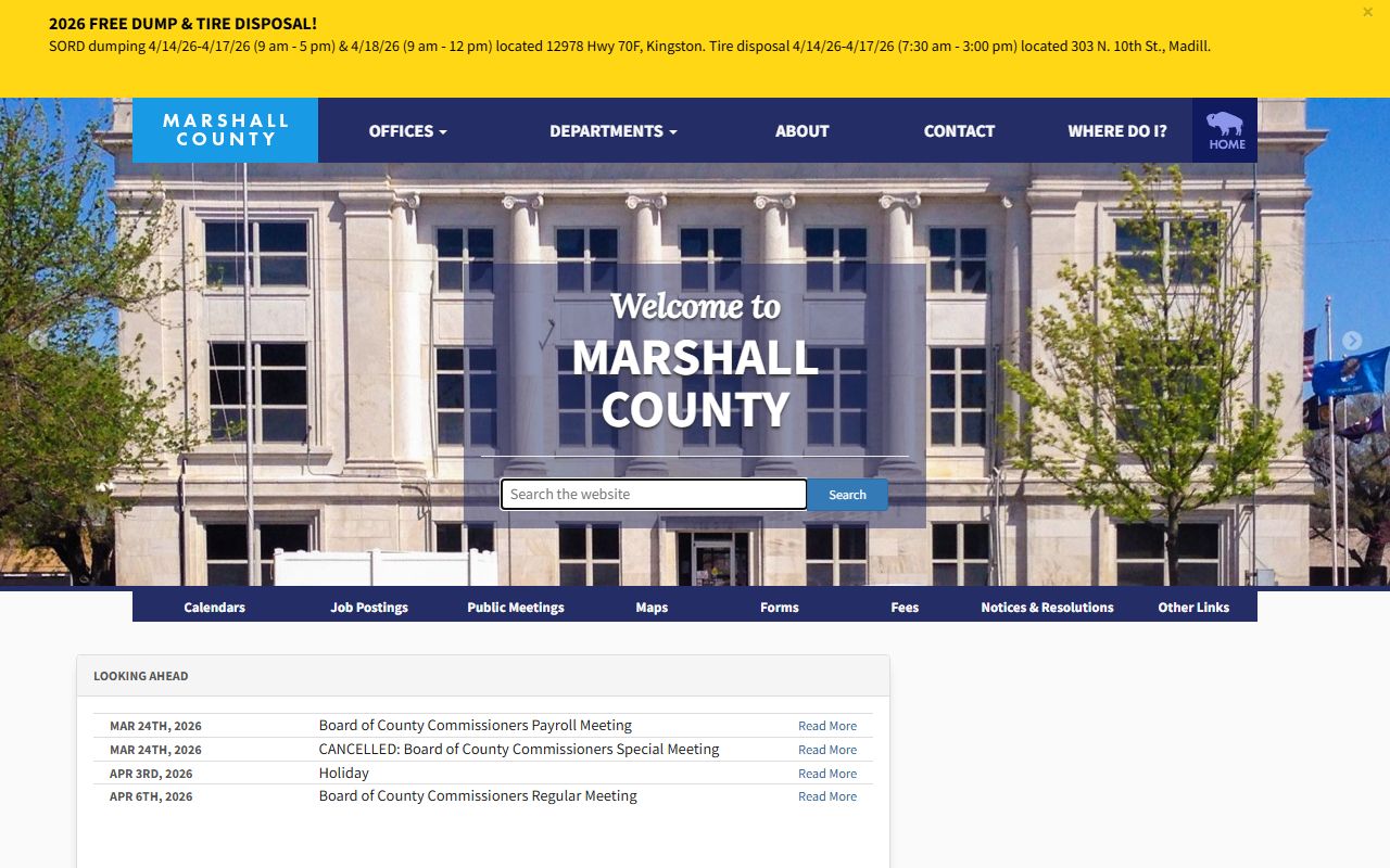Marshall County Clerk Office website for obituary and death records in Madill Oklahoma