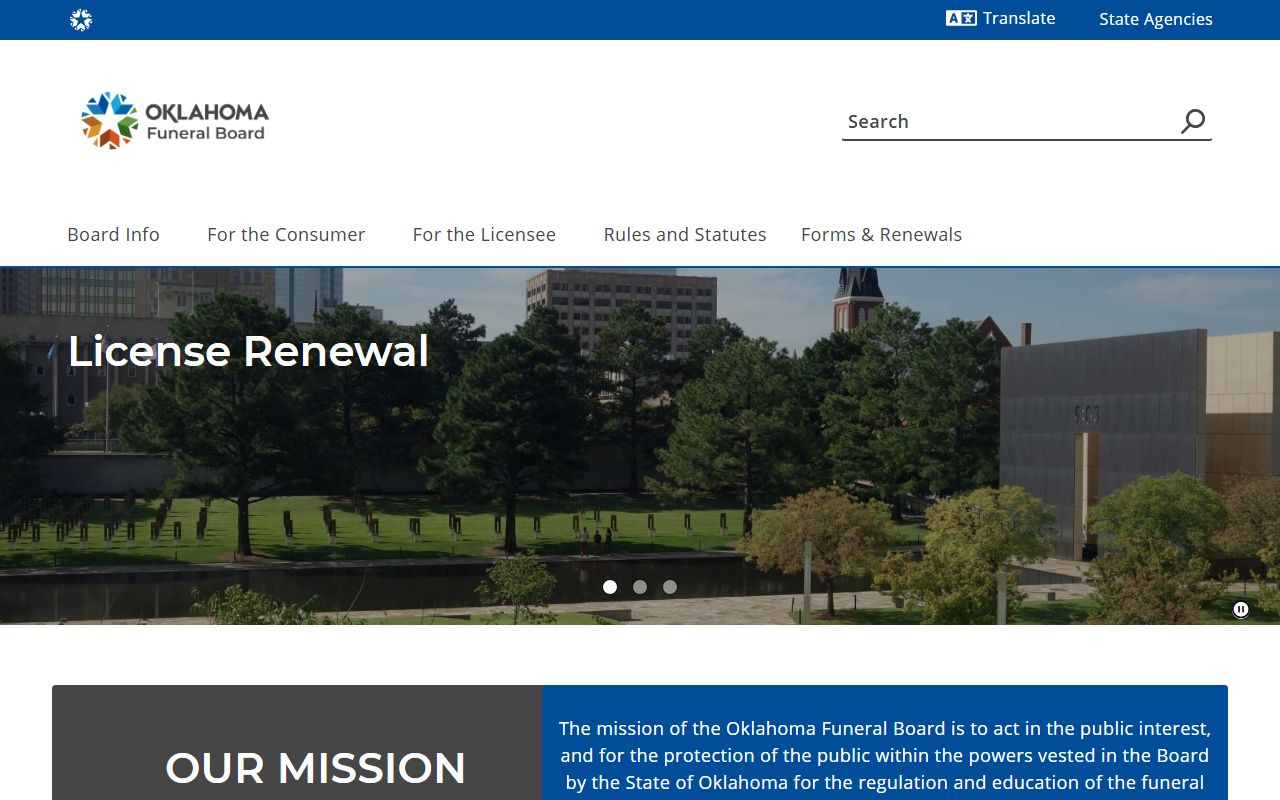 Oklahoma Funeral Board funeral home obituary records