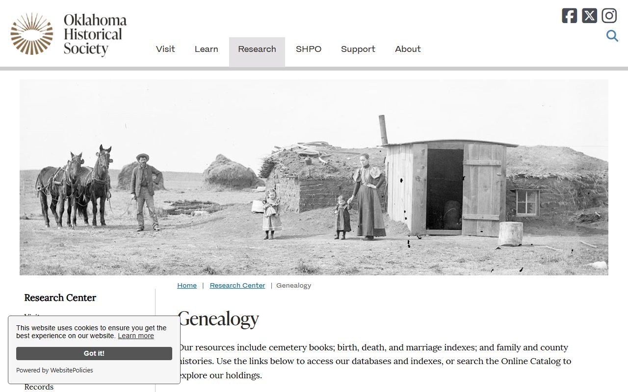 Oklahoma Historical Society Research Center for obituary records